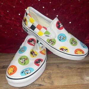 Vans White Slip-On with Disney Character Circles